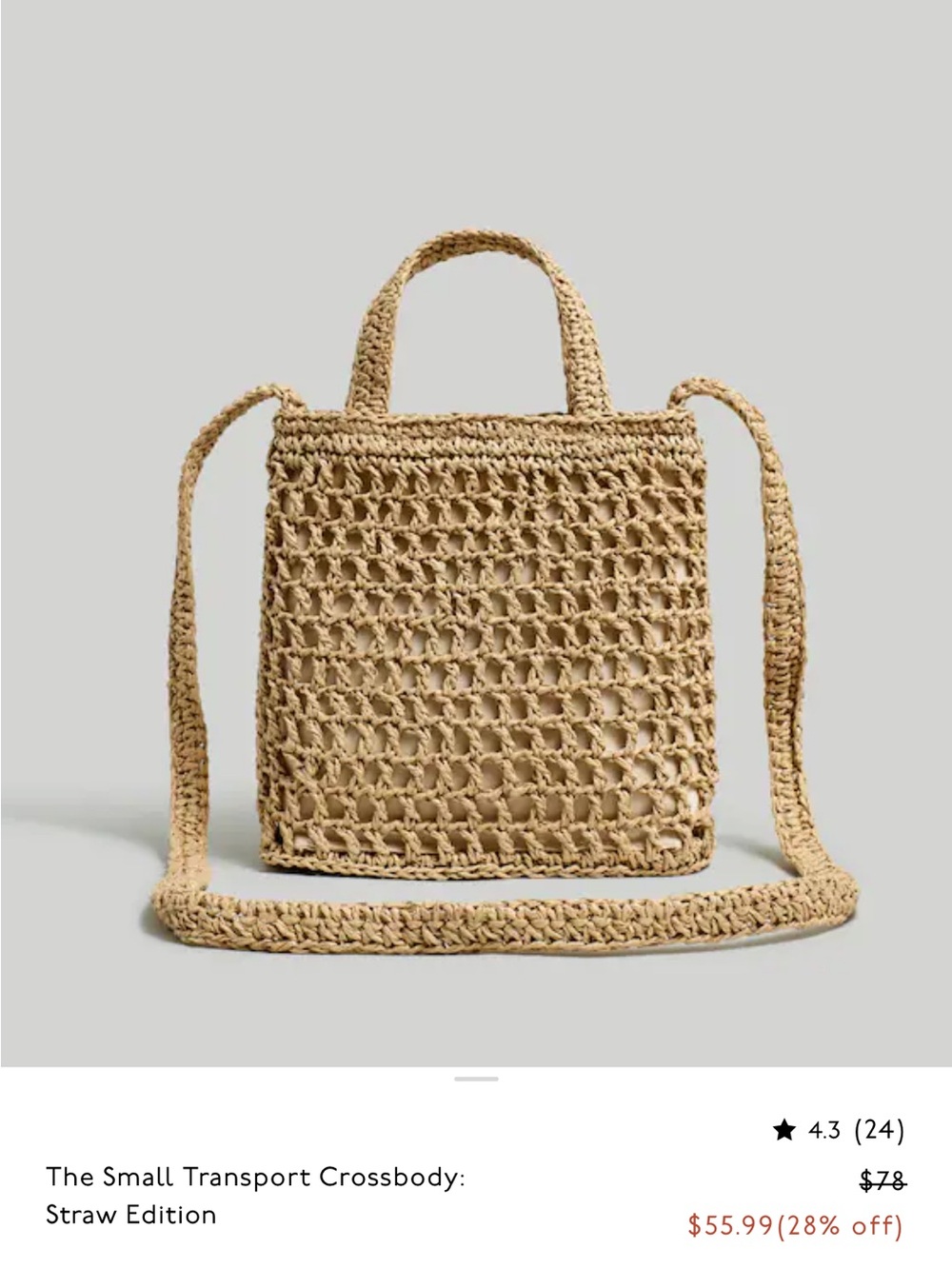 NWT Madewell small straw transport crossbody - Picture 9 of 9